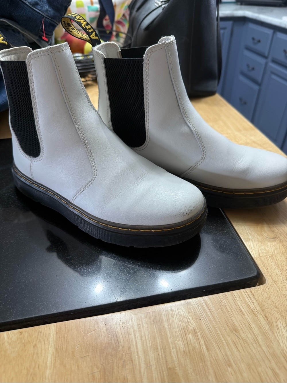 Dr. Martens White Leather Chelsea Boots Size 6